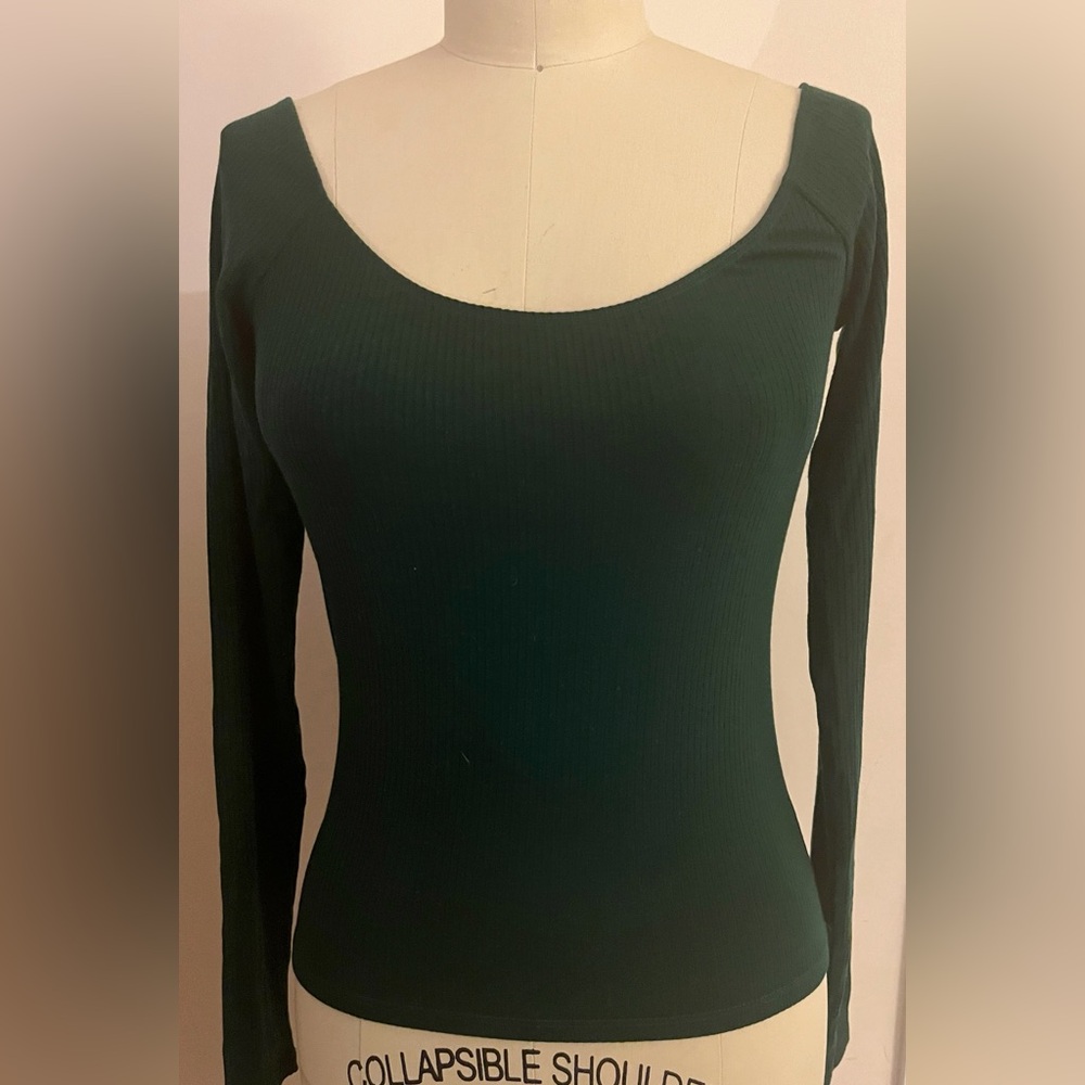 Reformation Forest Green Ribbed Top